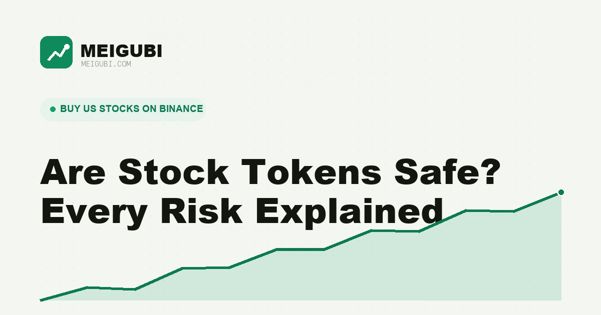 Layered risk diagram for stock tokens: de-peg, issuer, regulation, liquidity, smart contract and regional limits stacked in six layers