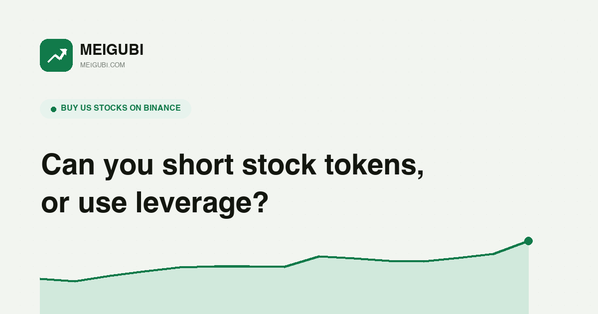 MEIGUBI cover: the headline can you short stock tokens, can you use leverage, over a rising green stock-price line, symbolizing the gap between spot tokens and shorting or leverage